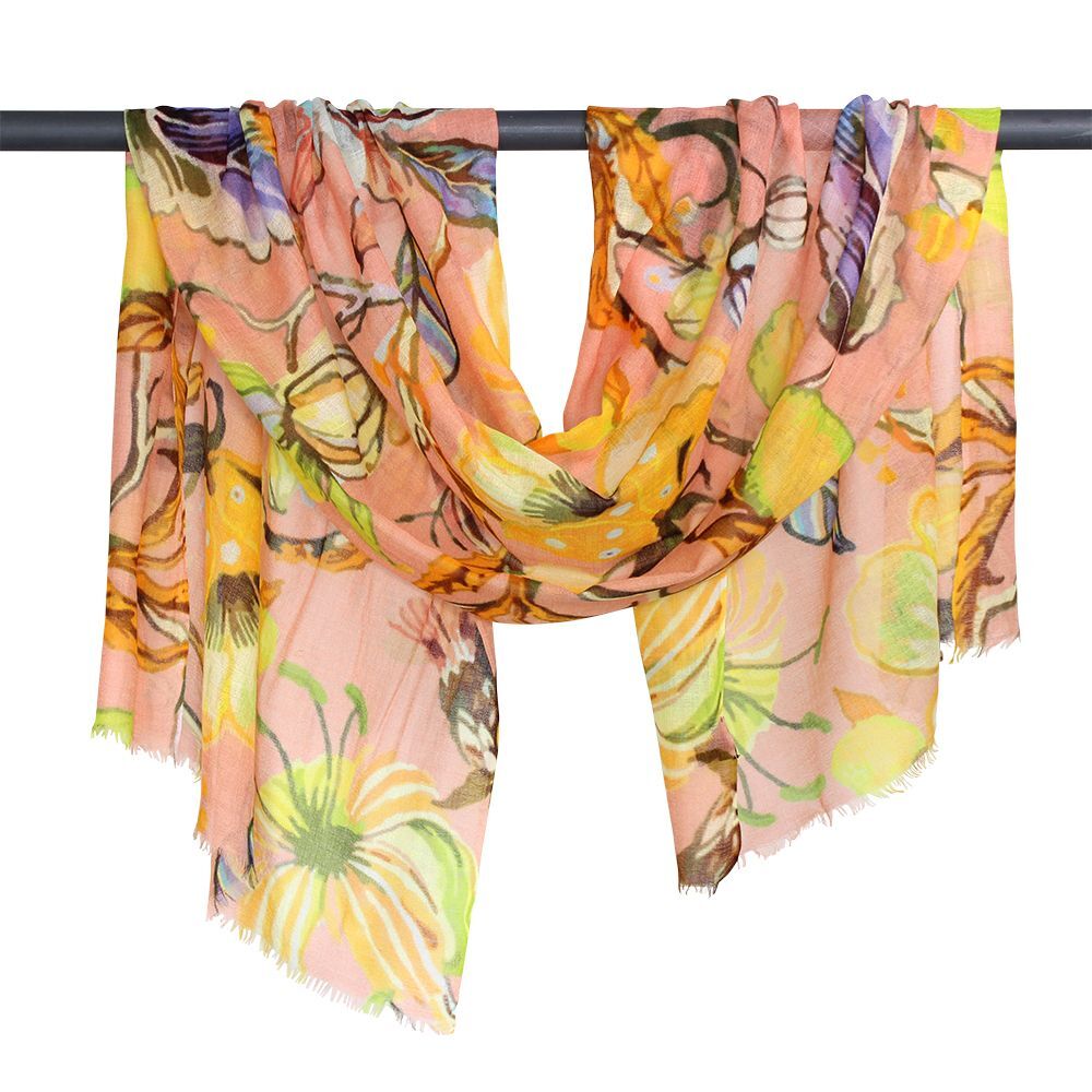 Lilly Pilly Hand Printed Merino Wool Silk Scarf - Luxurious and Stylish | DLUX