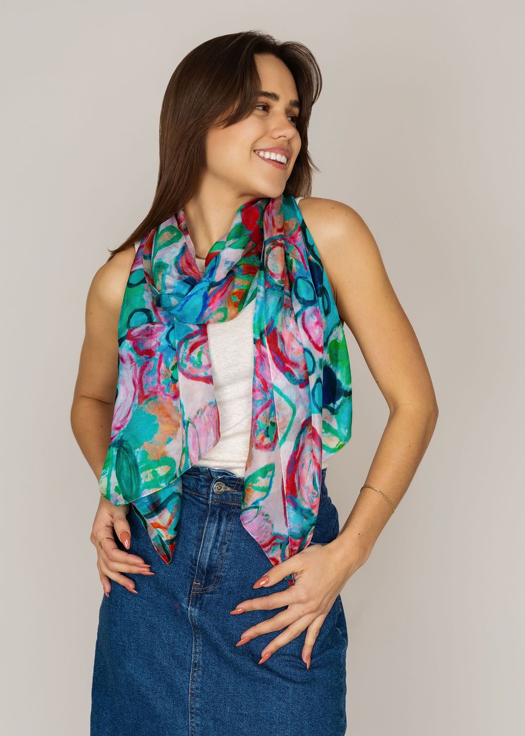 Fiore Floral Pure Silk Scarf