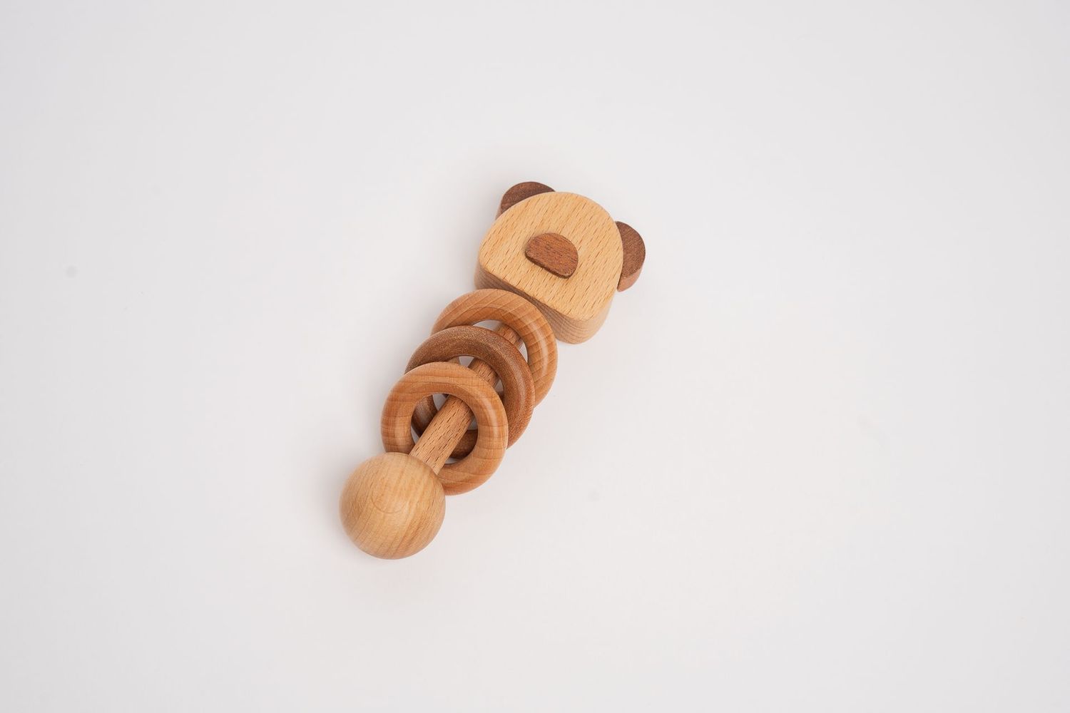 Grizzly Bear Baby Rattle - Safe, Sustainable and Sensory Toy