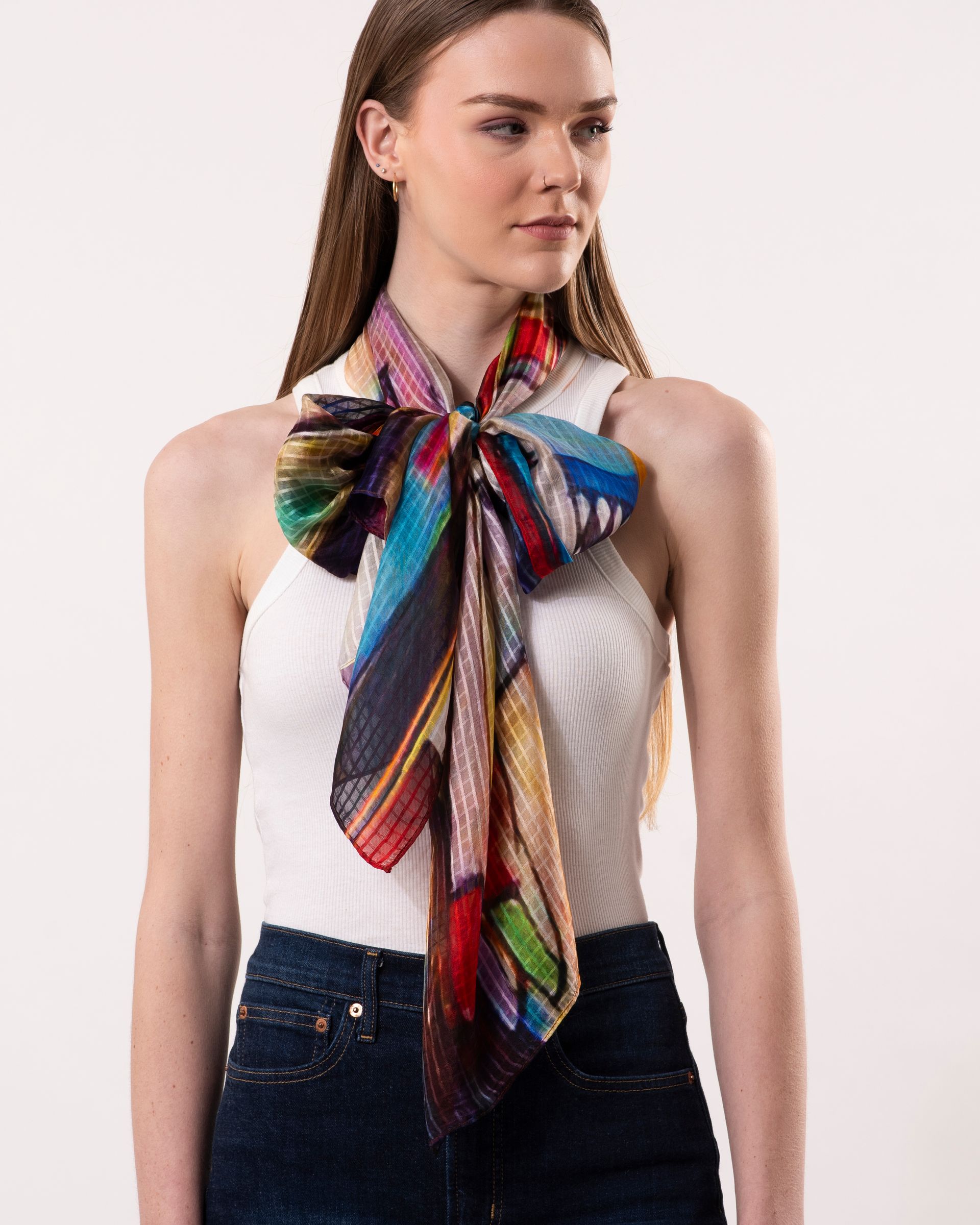 Shhh! Abstract Silence Art Pure Silk Scarf