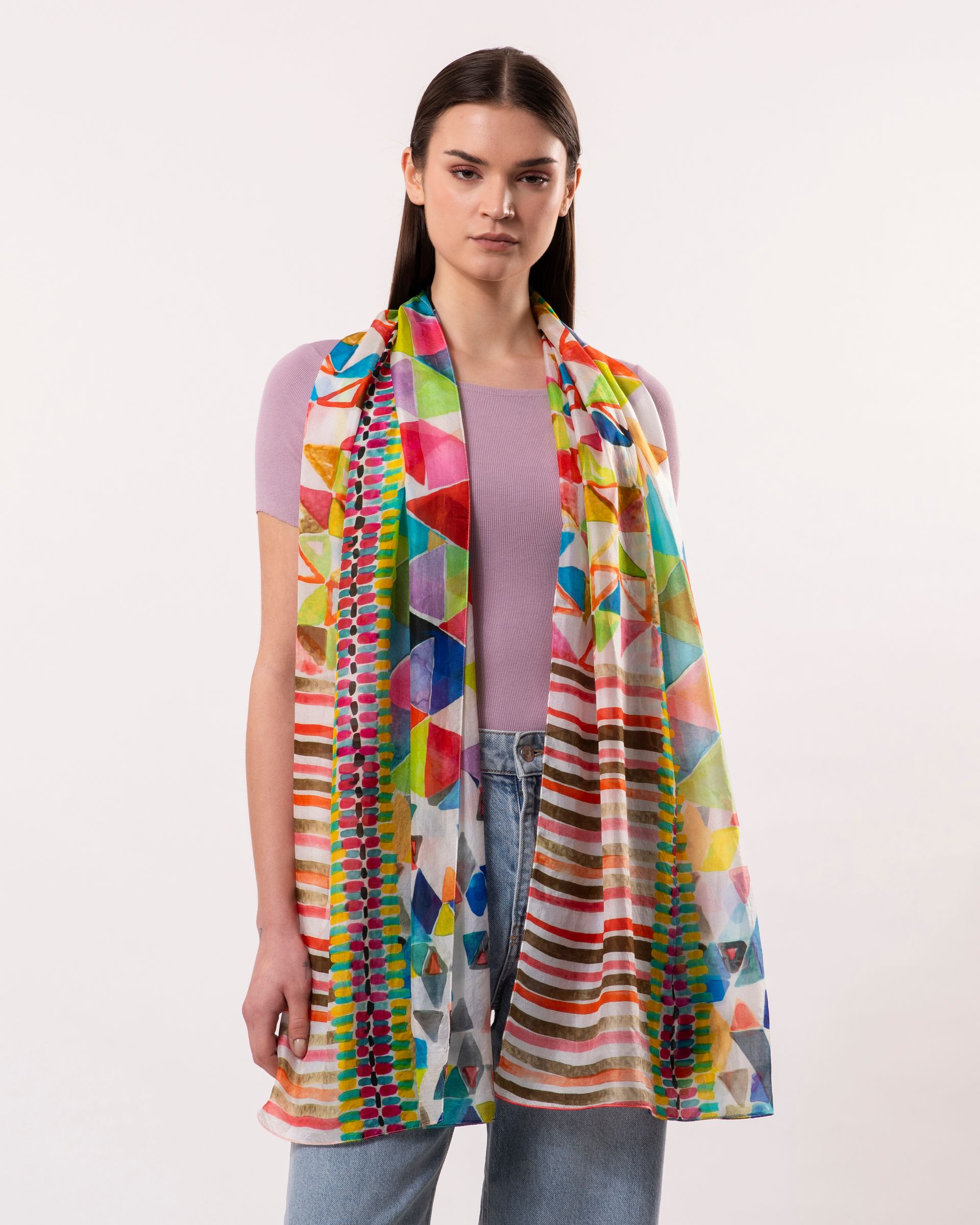 Tessera Kaleidoscope Design Pure Silk Scarf