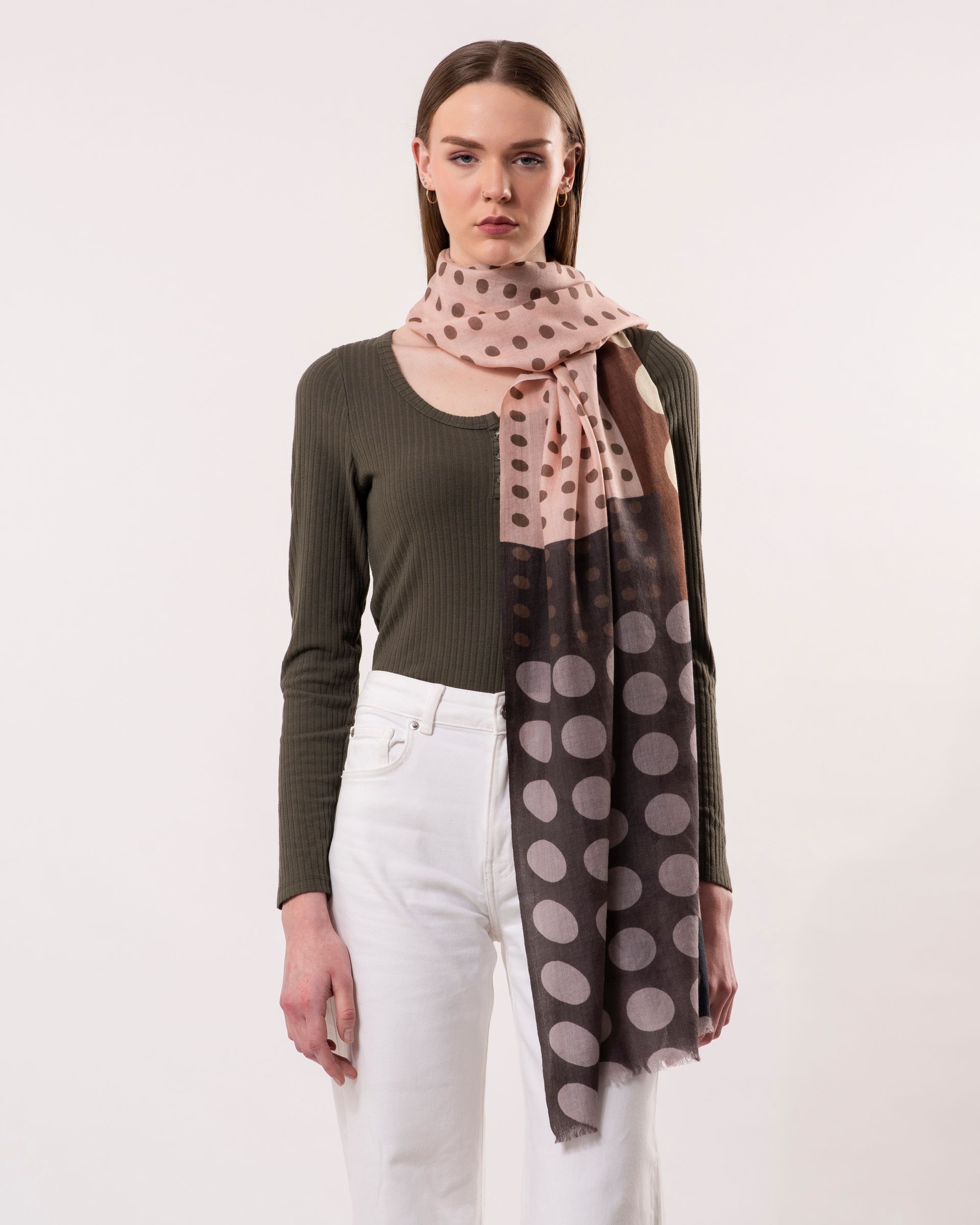Futura Chequered Spot Merino Wool Silk Scarf - Luxurious and Stylish | DLUX