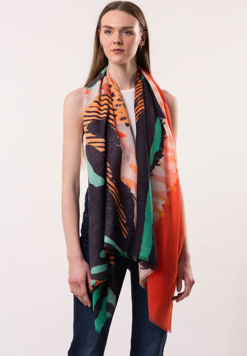 Nova Abstract Artistic Print Wool Modal Scarf