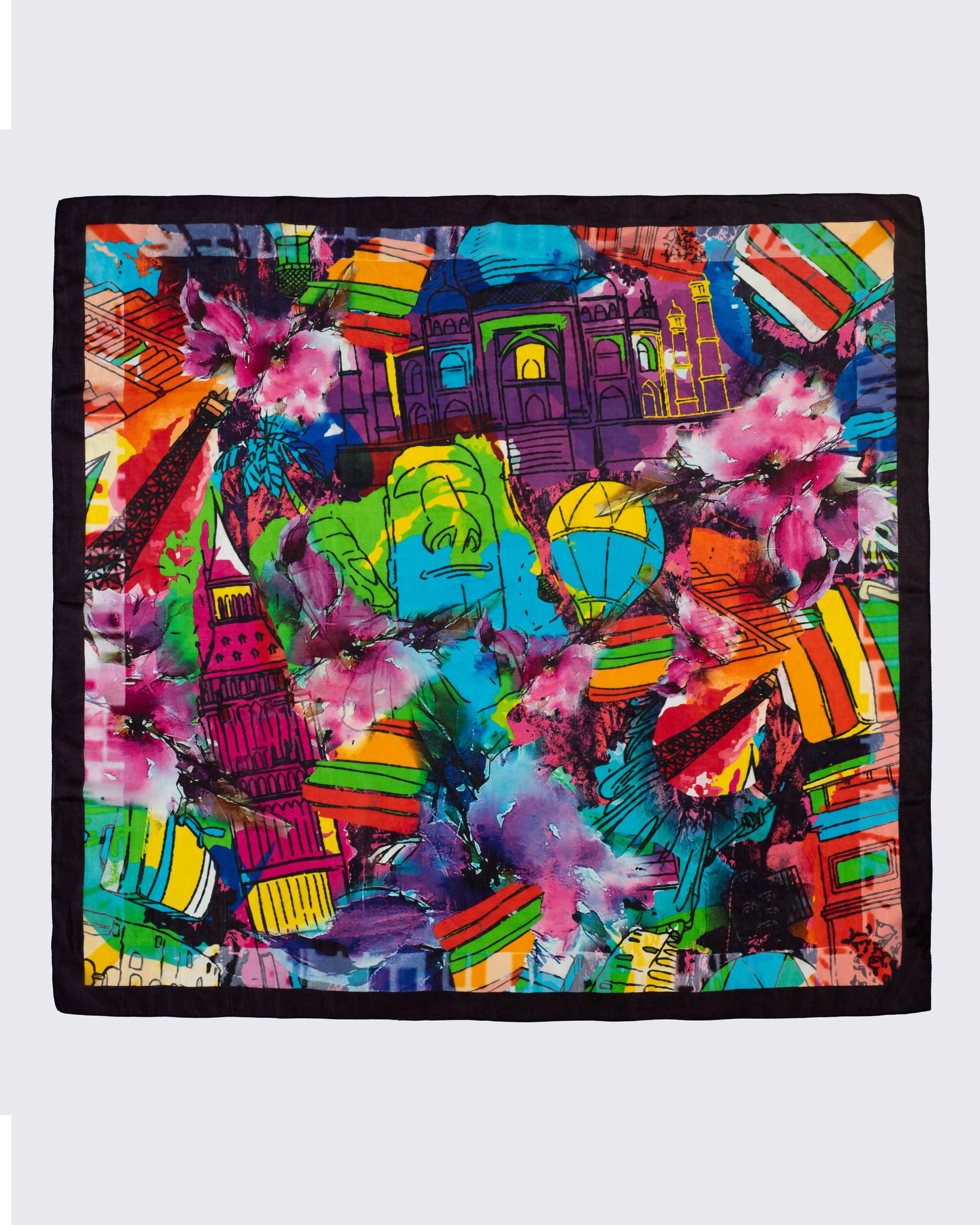 Odessa Abstract Landmarks Print Silk Square 100