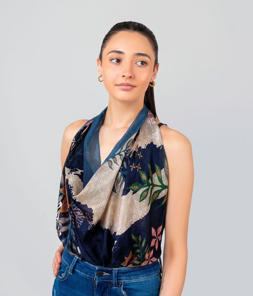 Talia Floral Silk Square 100