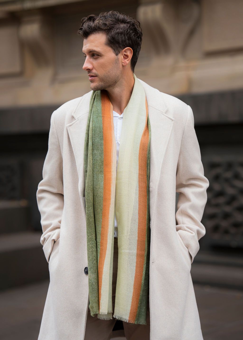 Minimalist Painterly Merino Wool Scarf