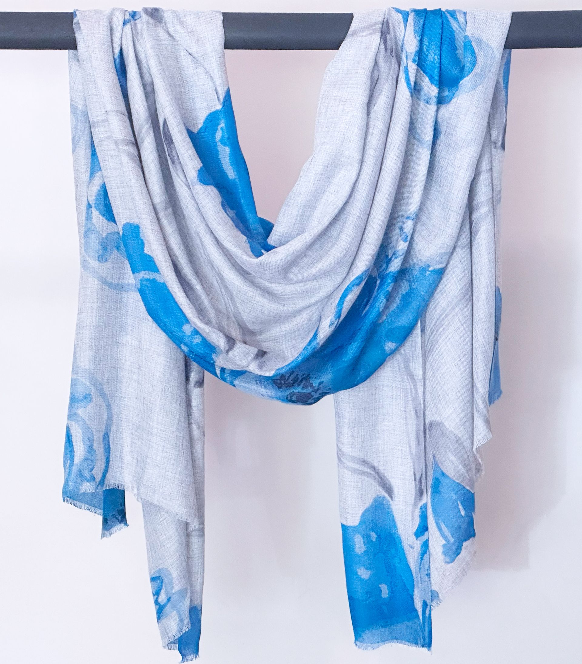 Poppy Hand printed Modal Cashmere Floral Design Scarf