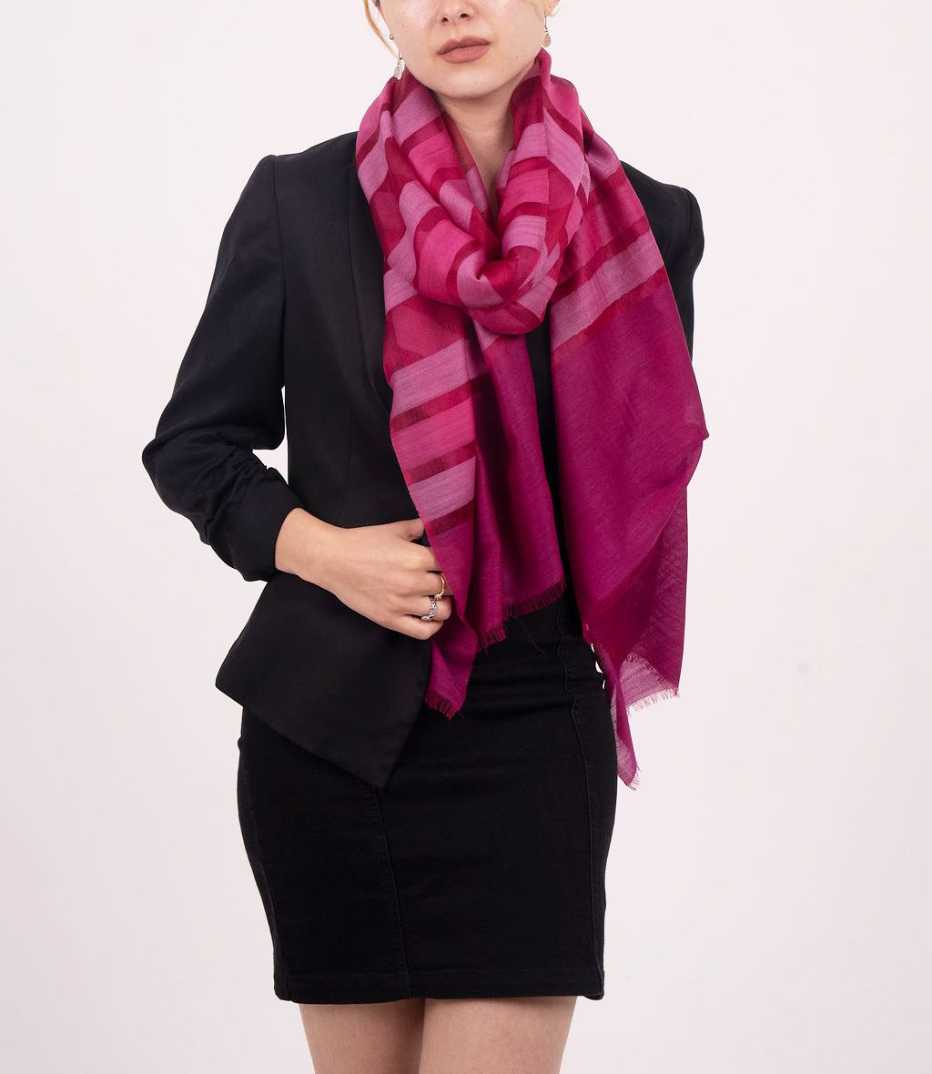 Mae Woven Stripe Wool Silk Scarf