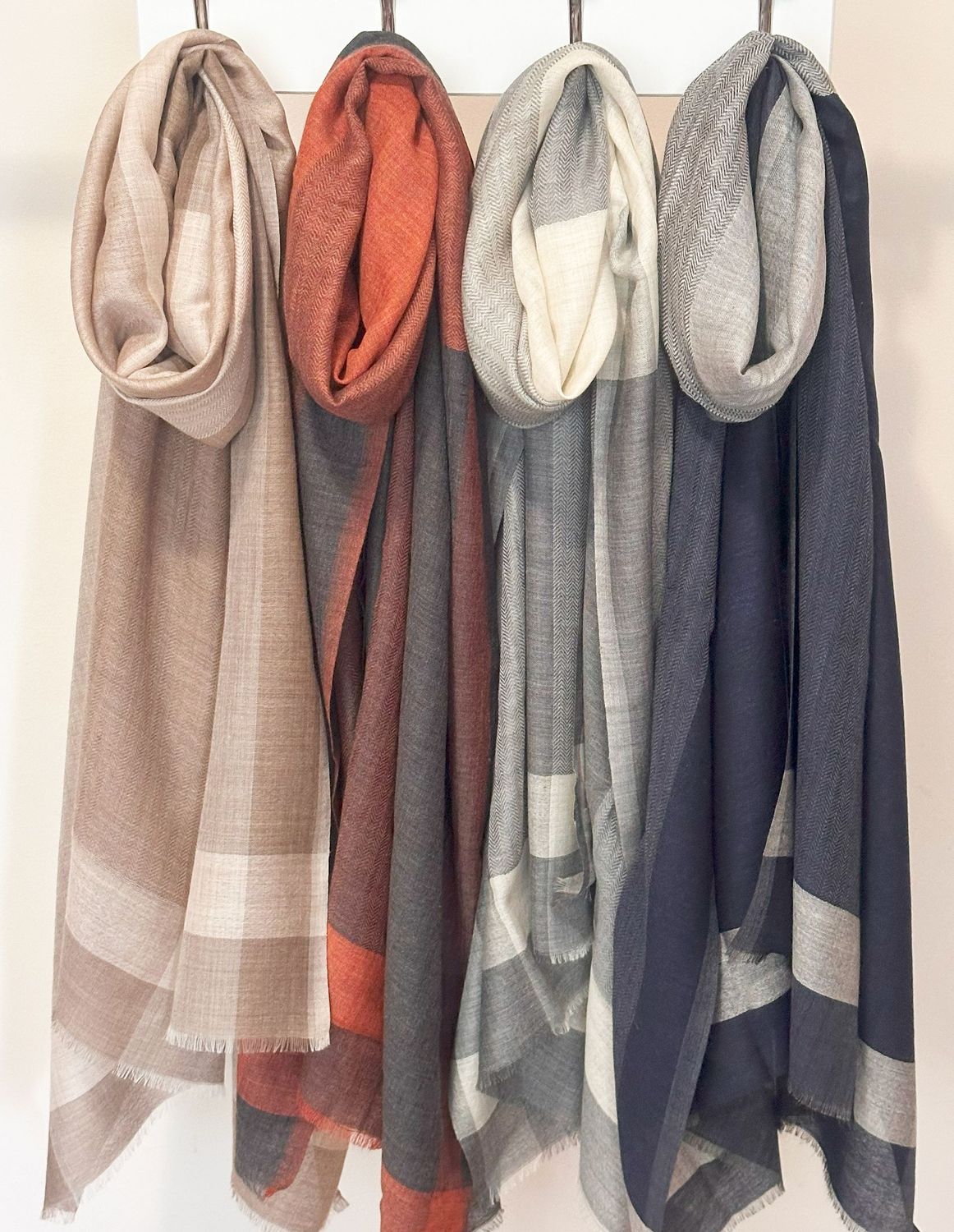 Rumi Colour Blocked Multi-pattern Weave Wool Silk Scarf