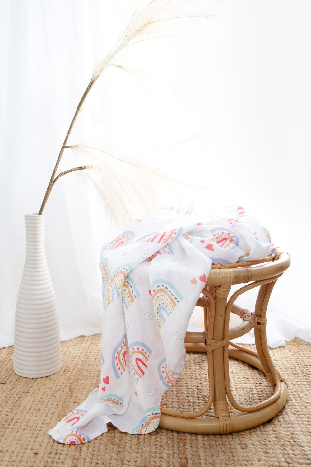 Rainbow Muslin Wrap - Soft and Breathable Bamboo Cotton Blend