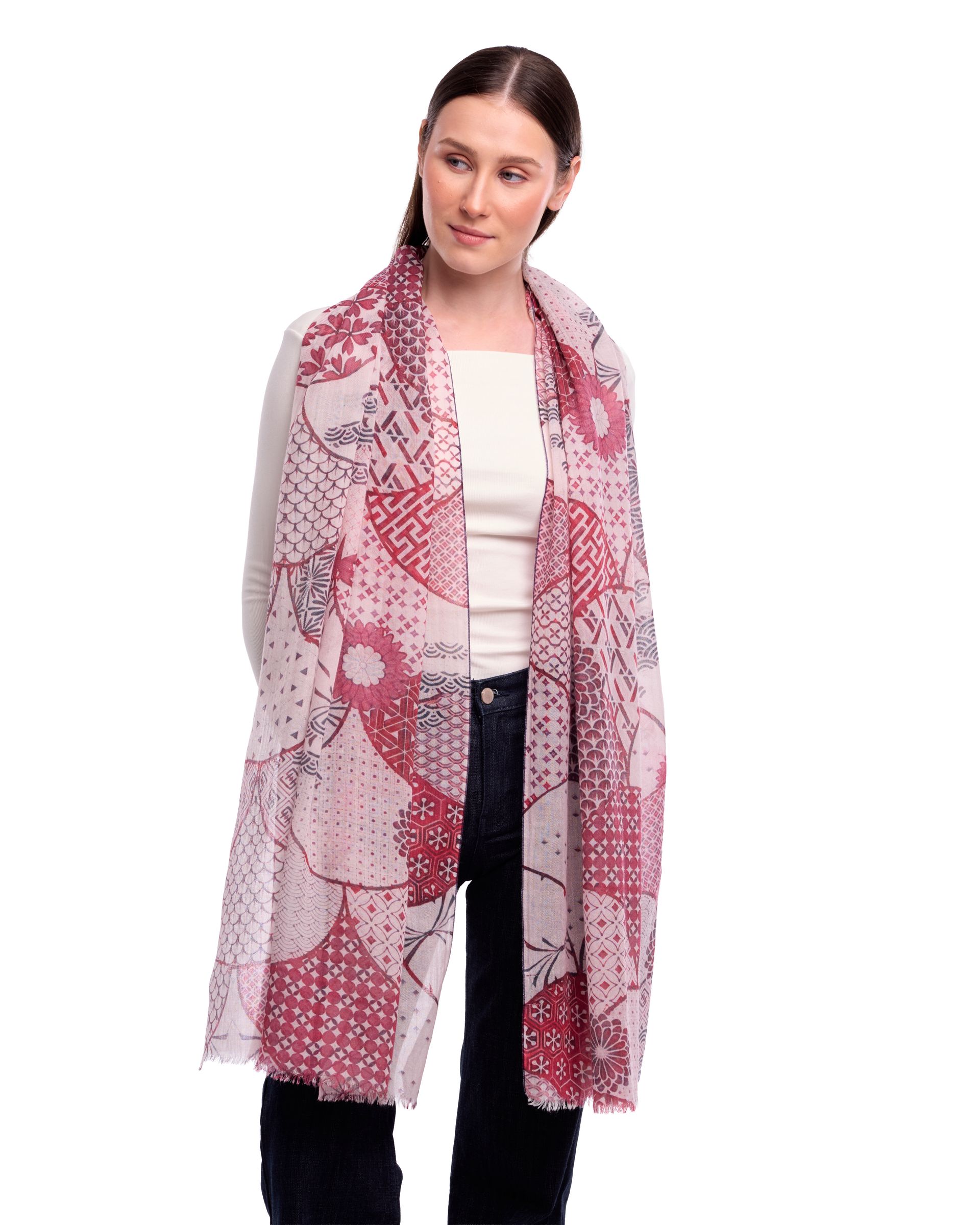 AYA Layered Motifs Design Merino Wool Scarf