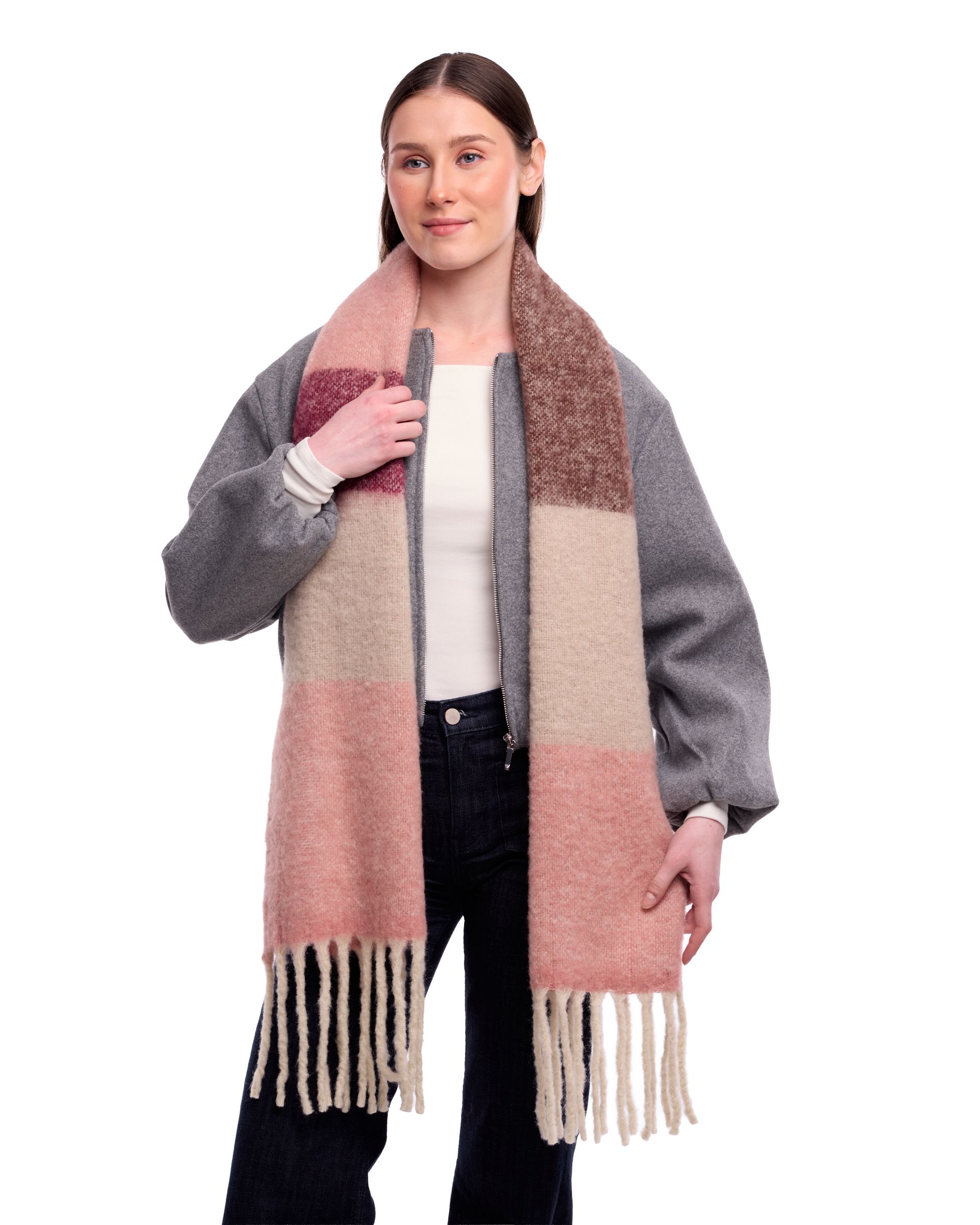 Muse Colour Blocked Chunky Wool Mohair Scarf