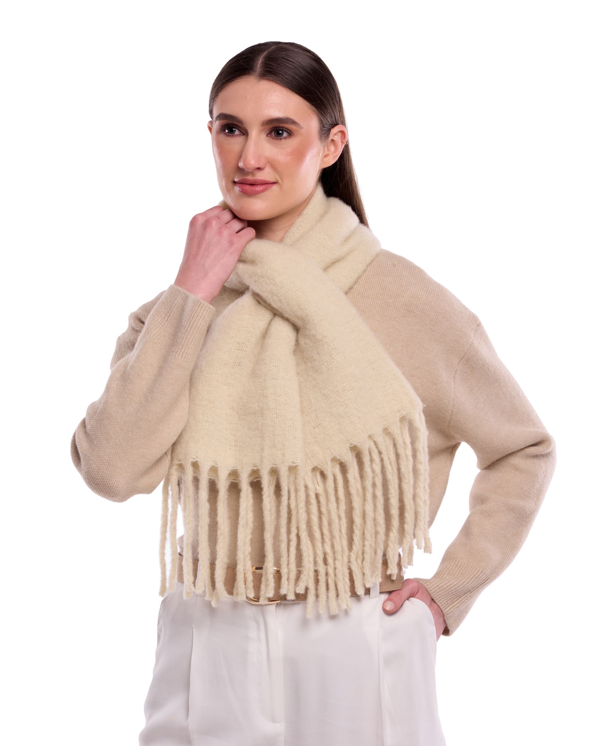 Cocoon Tuck In Chunky Wool Mohair Scarf