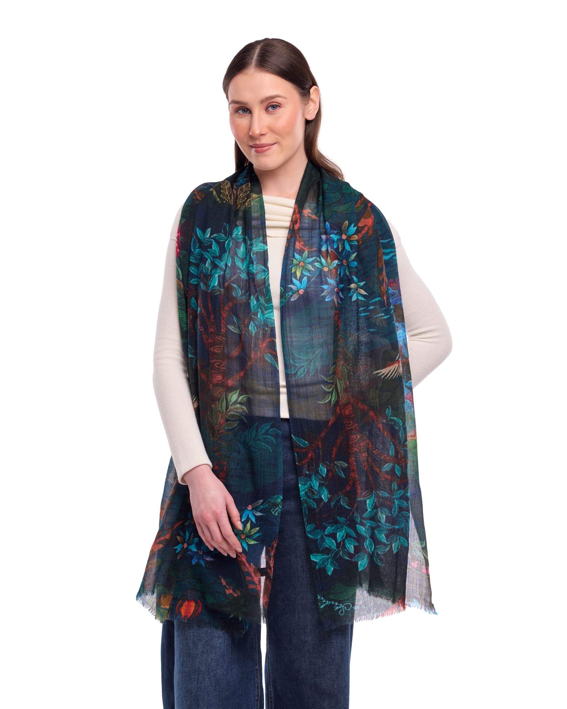 Eden Lush Garden Wool Silk Scarf