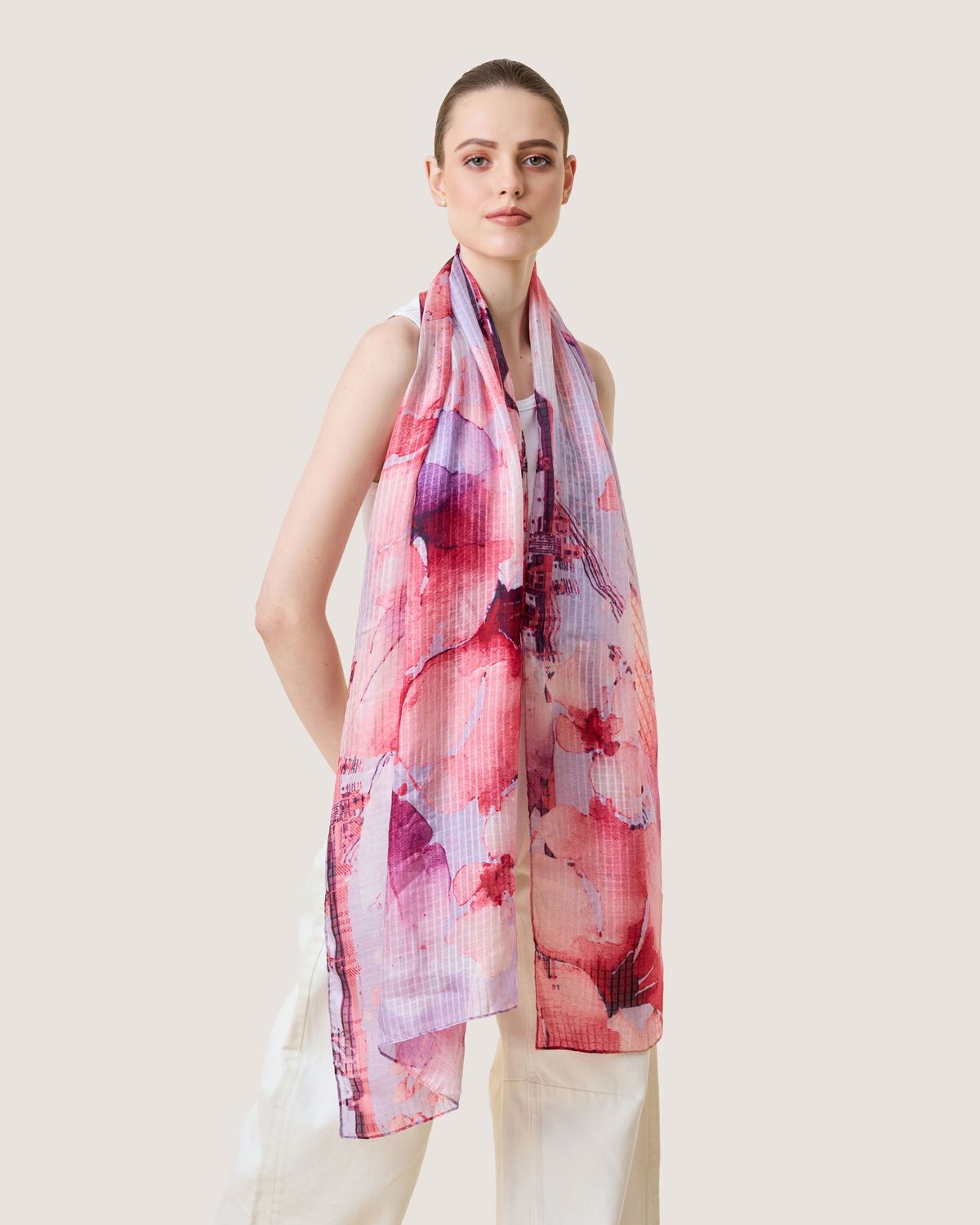 Sylvia Floral Print Pure Silk Scarf