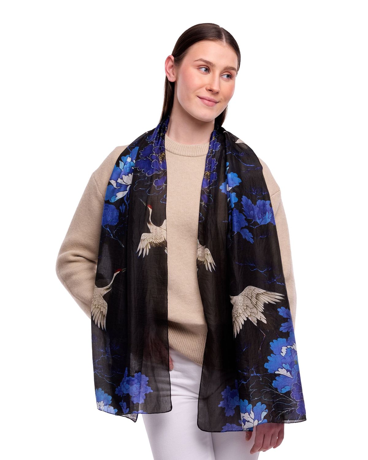 Inky Japanese-inspired artistry Pure Silk Scarf