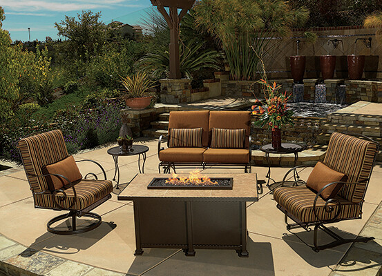 OW Lee 30&quot; x 50&quot; Chat Height Santorini Fire Pit CLOSEOUT