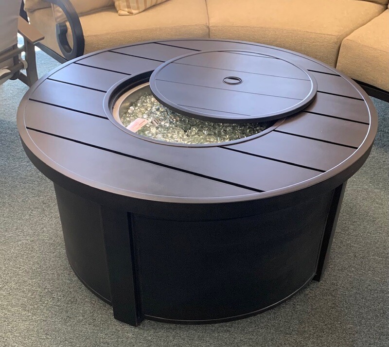 42 42" Round Chat Height Cast Aluminum Slat Fire Pit
