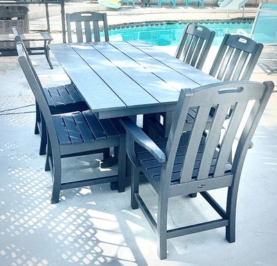 TREX Yacht Club 7-Piece Farmhouse Dining Set in Stepping Stone