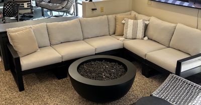 POLYWOOD EDGE 6-Piece Modular Deep Seating Set: Black and Dune Burlap