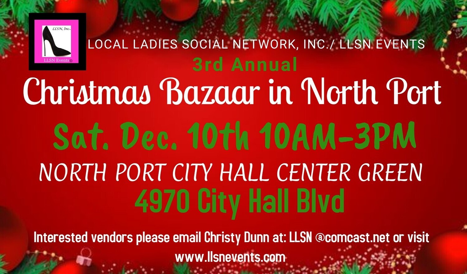 3rd Annual Christmas Bazaar- Dec 10th- North Port City Hall Center Green