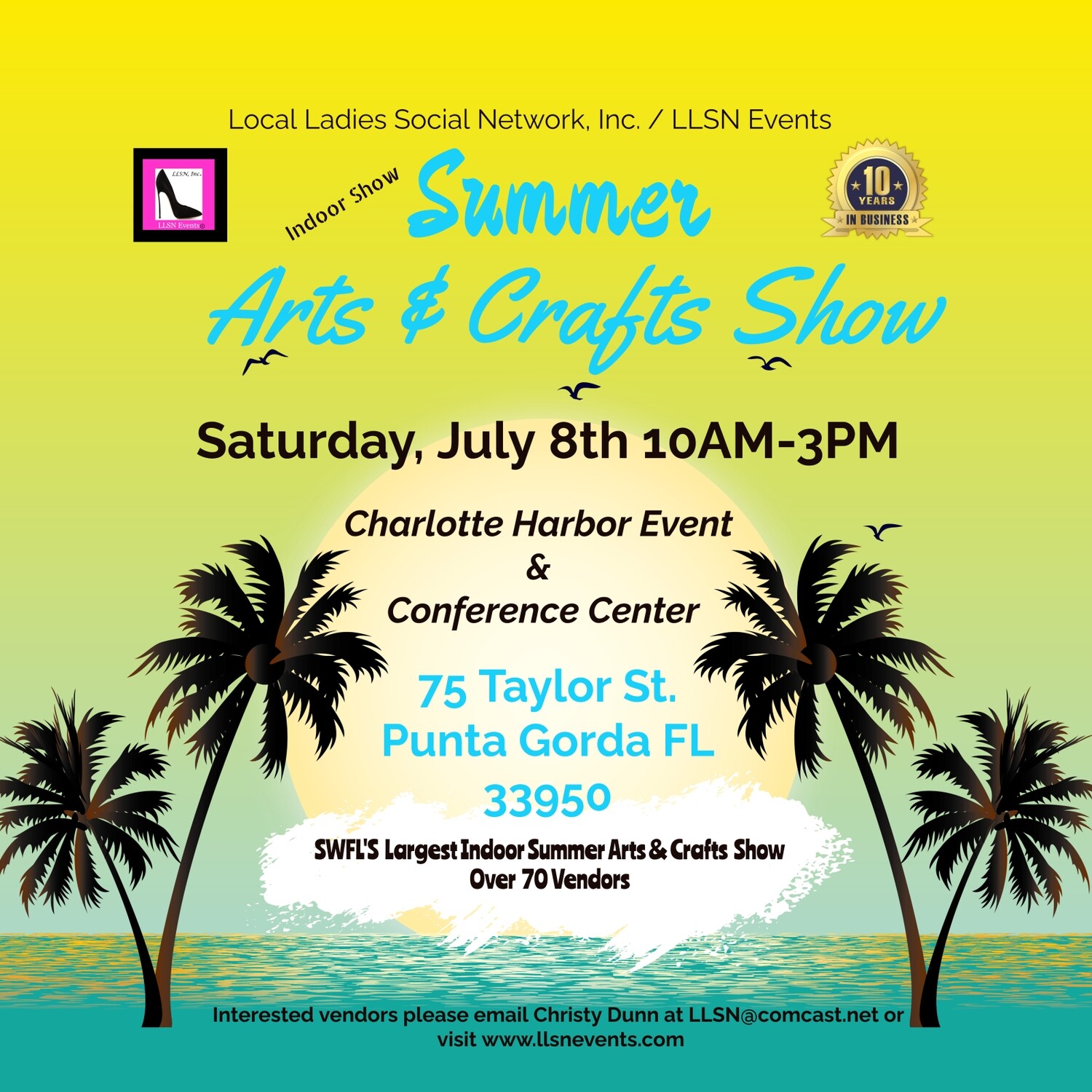 INDOOR Summer Arts & Crafts Show at the Charlotte Harbor Event Center- Sat. July 8th 10AM-3PM