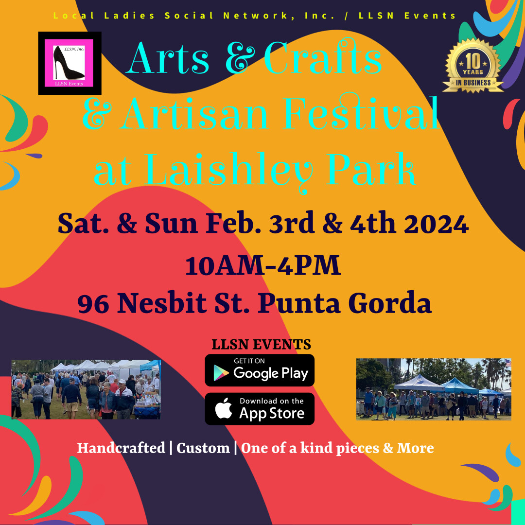 (SUNDAY ONLY) Feb. 4th 2024.  2 DAY Arts & Crafts & Artisan Festival at Laishley Park.