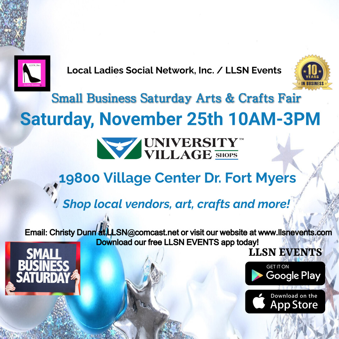 Small Business Saturday Arts & Crafts Fair Fort Myers- November 25th -University Village Shops