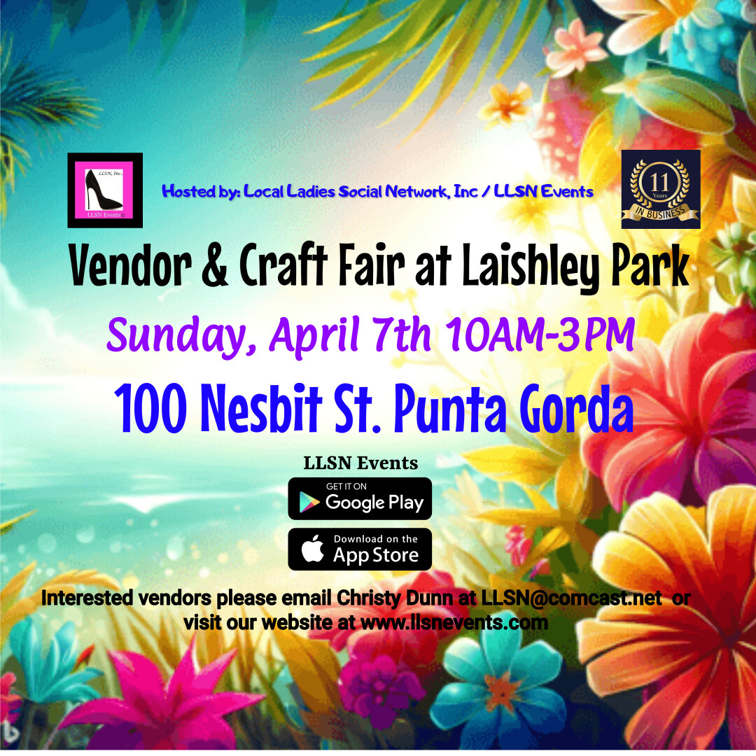 Spring Vendor & Craft Fair at Laishley Park, Punta Gorda- Sun April 7th Food Trucks Are Full