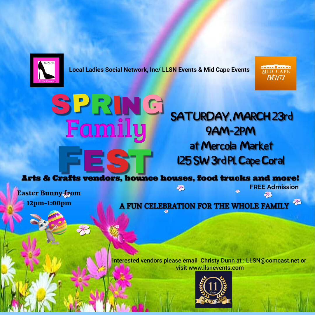 Spring Family Fest at Mercola Market Sat, March 23rd-  Cape Coral