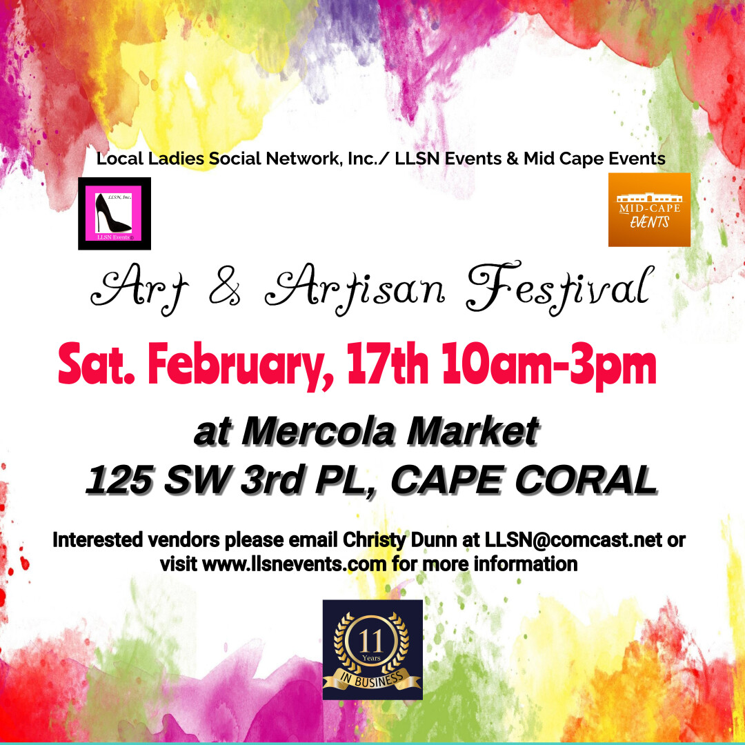 Art & Artisan Festival at Mercola Market Sat, Feb 17th, Cape Coral