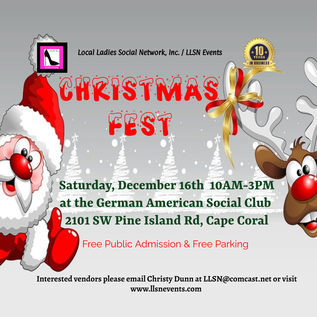 Christmas Fest, Sat, December 16th, Cape Coral 10AM-3PM. **FOOD TRUCK SPACES ARE FULL**