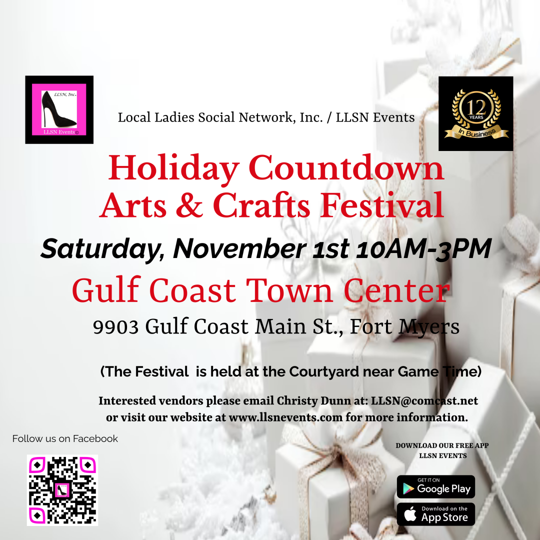 Holiday Countdown Arts &amp; Crafts Festival- Sat. Nov. 1st at Gulf Coast Town Center, Fort Myers