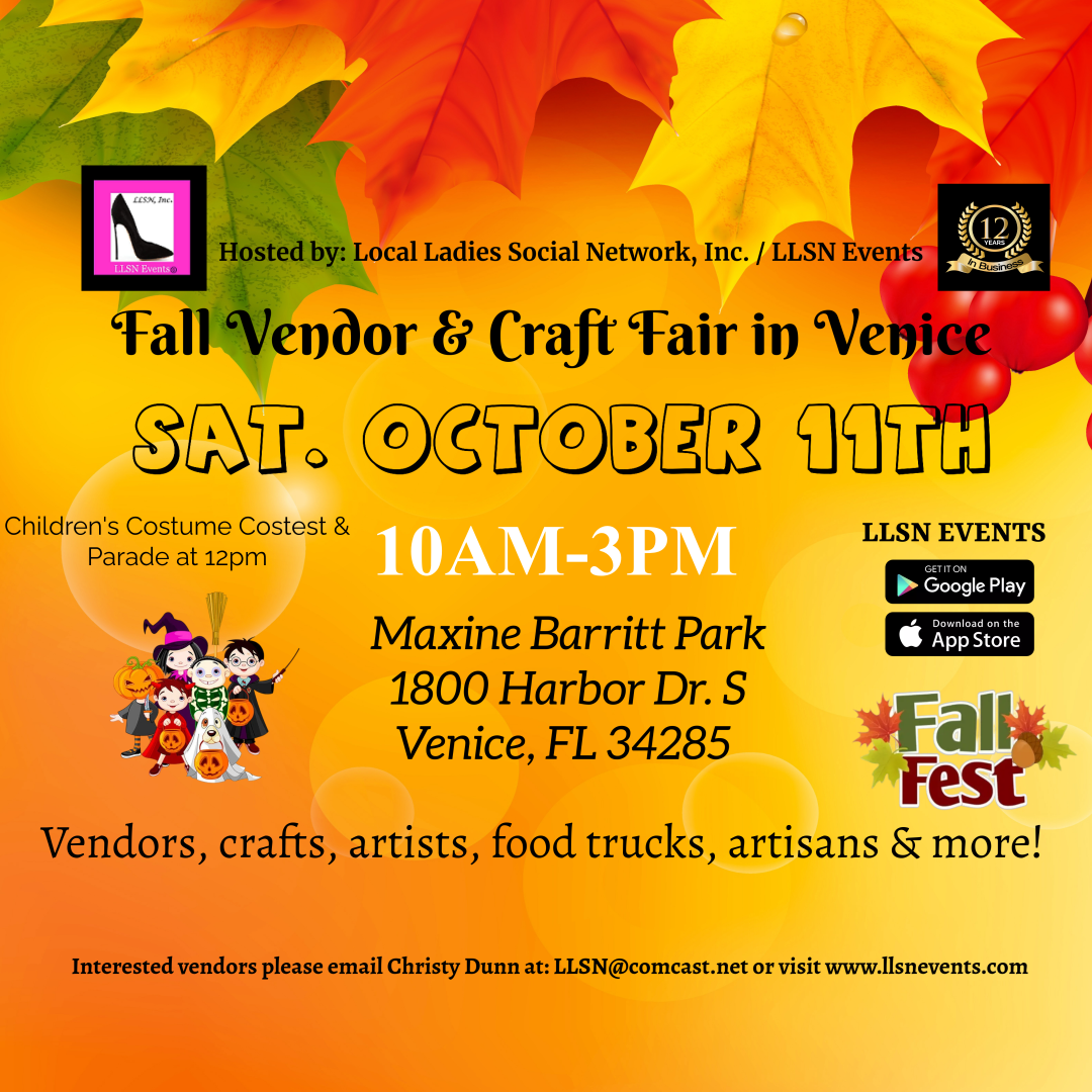 Fall Vendor &amp; Craft Fair in Venice- Sat. October 11th