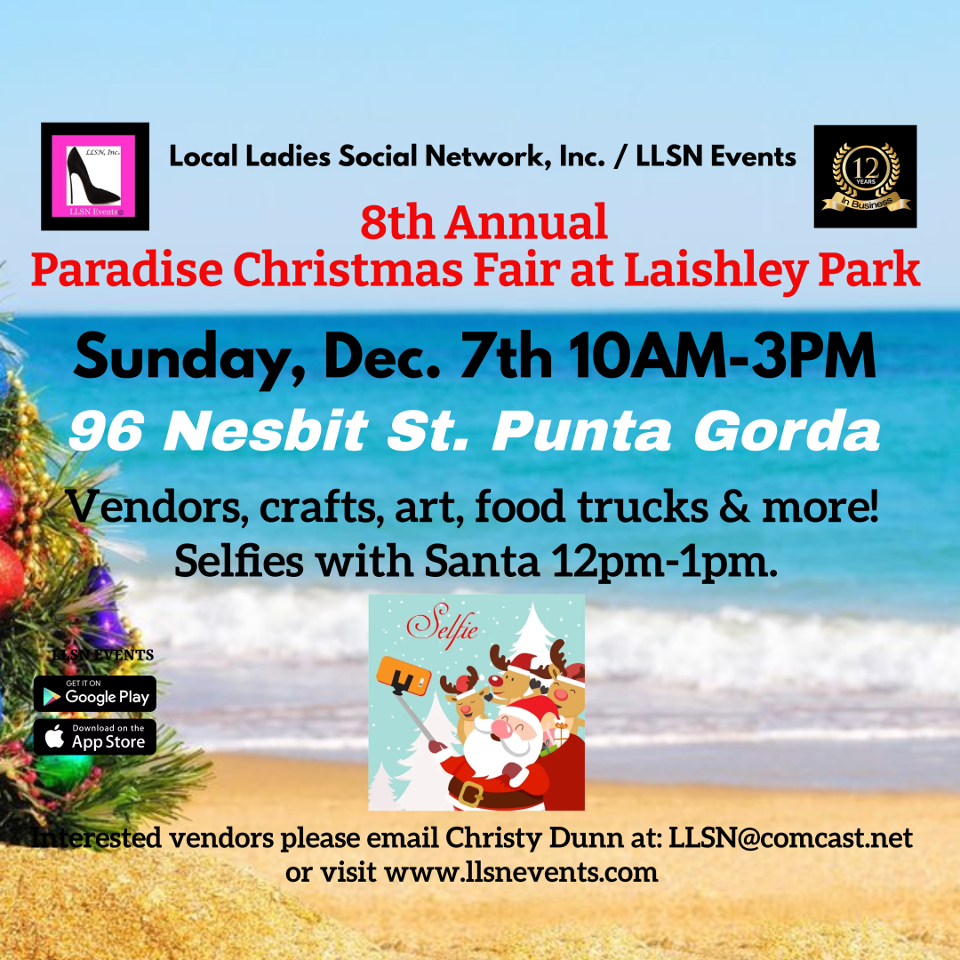 8th Annual Paradise Christmas Fair at Laishley Park, Punta Gorda- Sun, Dec. 7th