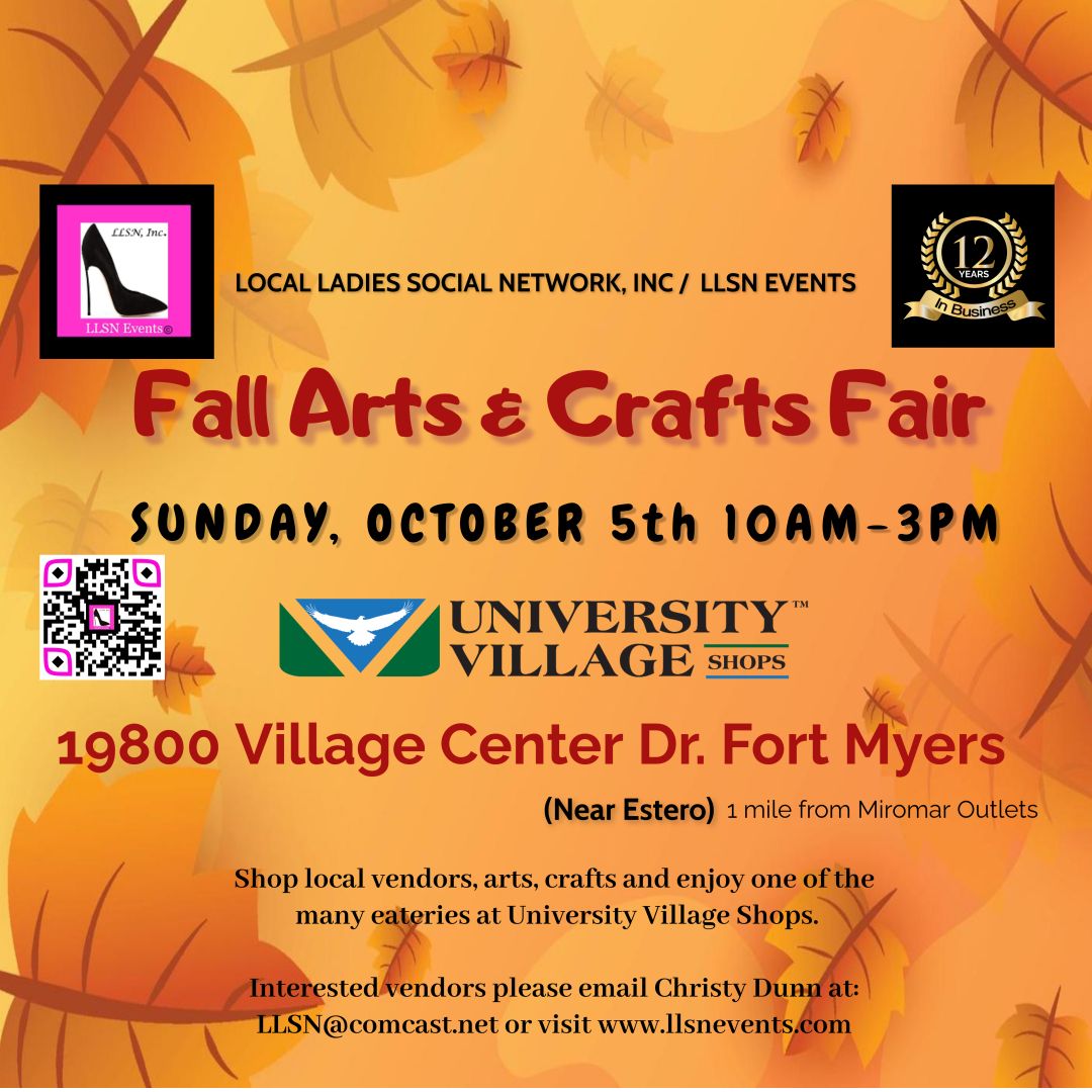Fall Arts &amp; Crafts Fair in Fort Myers (near Estero)-SUNDAY, October 5th -University Village Shops
