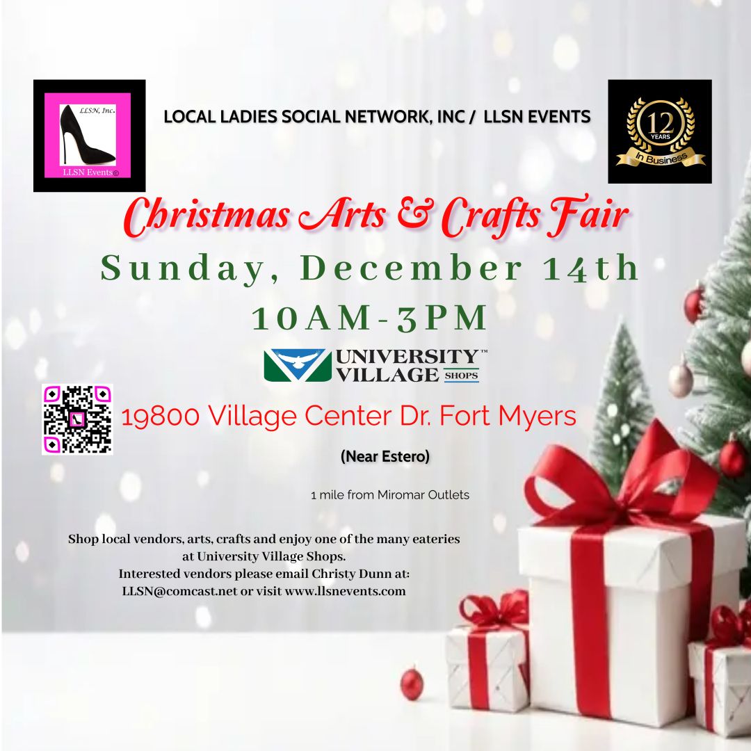 Christmas Arts &amp; Crafts Fair in Fort Myers (near Estero)-SUNDAY, December 14th -University Village Shops