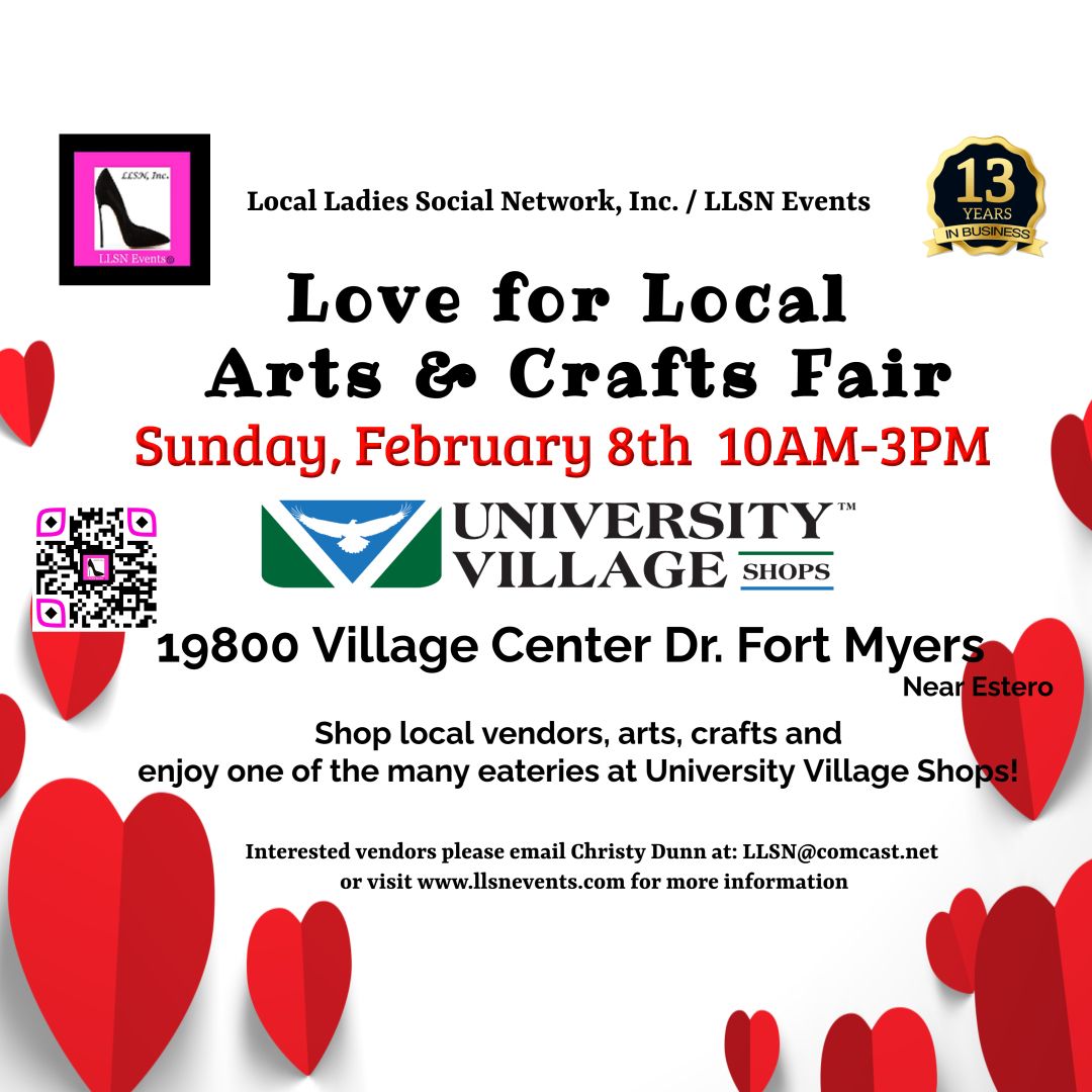 Love For Local Arts &amp; Crafts Fair in Fort Myers (near Estero)-SUNDAY, February 8th-University Village Shops