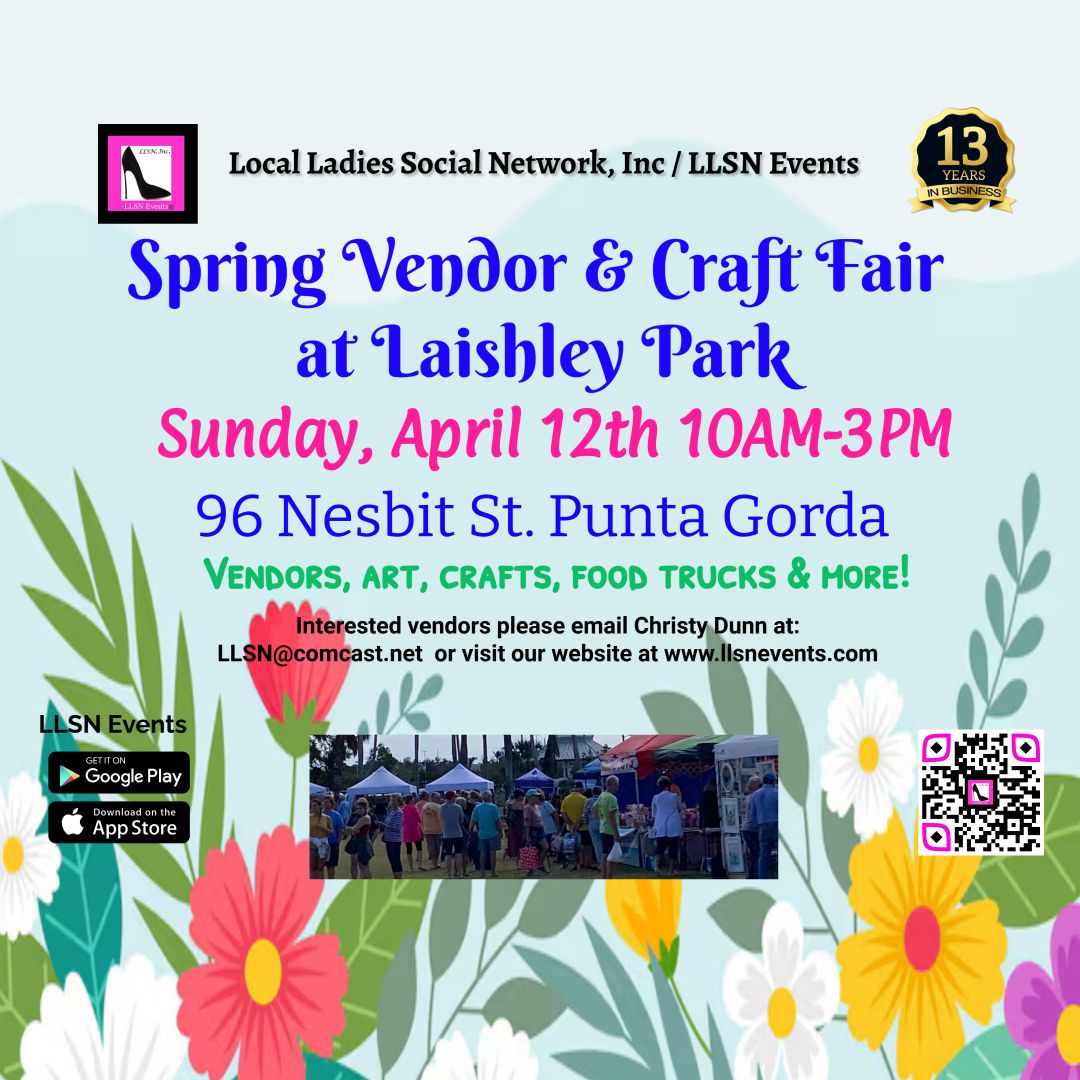 Spring Vendor &amp; Craft Fair at Laishley Park, Punta Gorda- Sun, April 12th