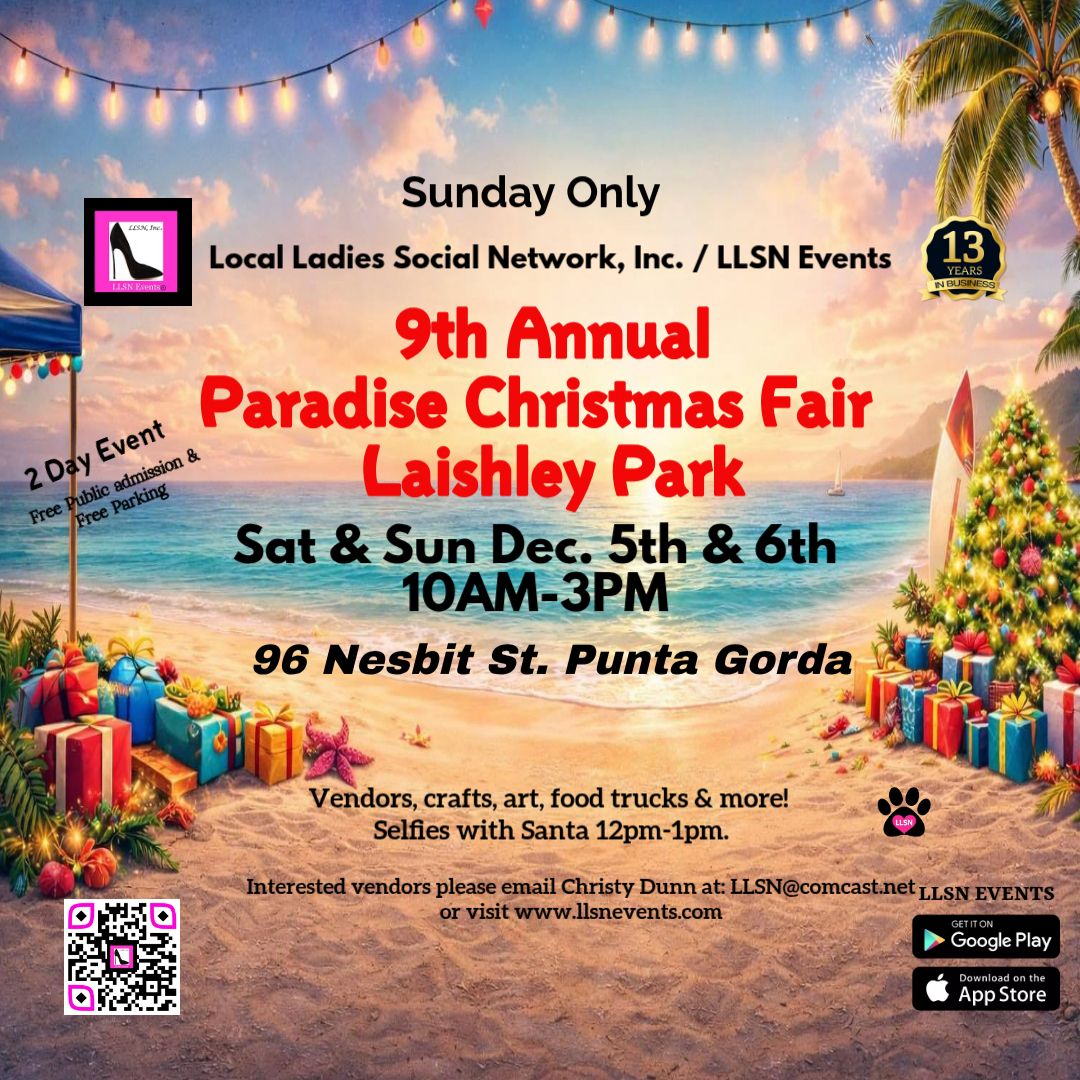9th Annual Paradise Christmas Fair at Laishley Park, Punta Gorda- Sun, Dec. 6th