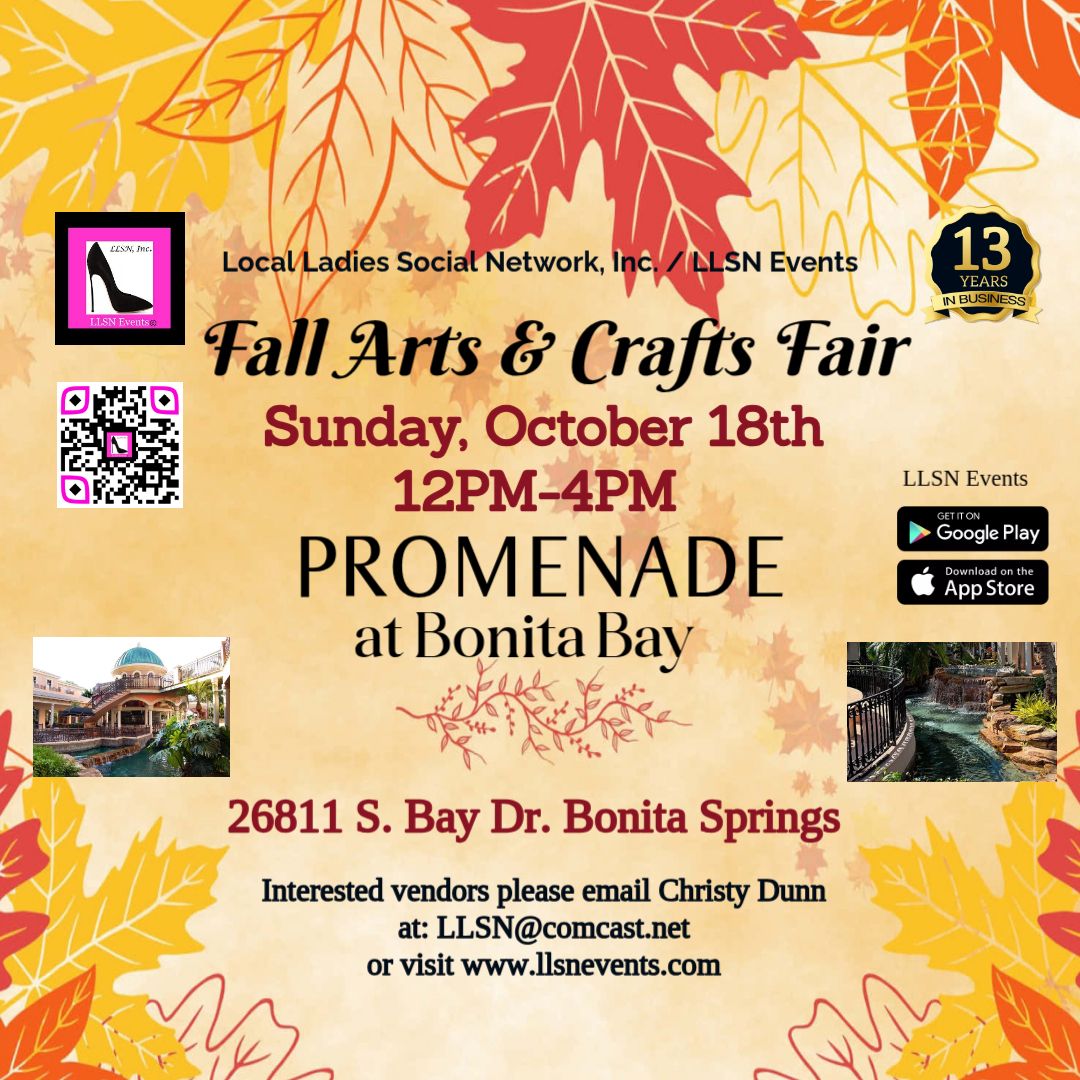 (No Services accepted)  Fall Arts &amp; Crafts Fair at Promenade at Bonita Bay- Sunday, October 18th 12pm-4pm