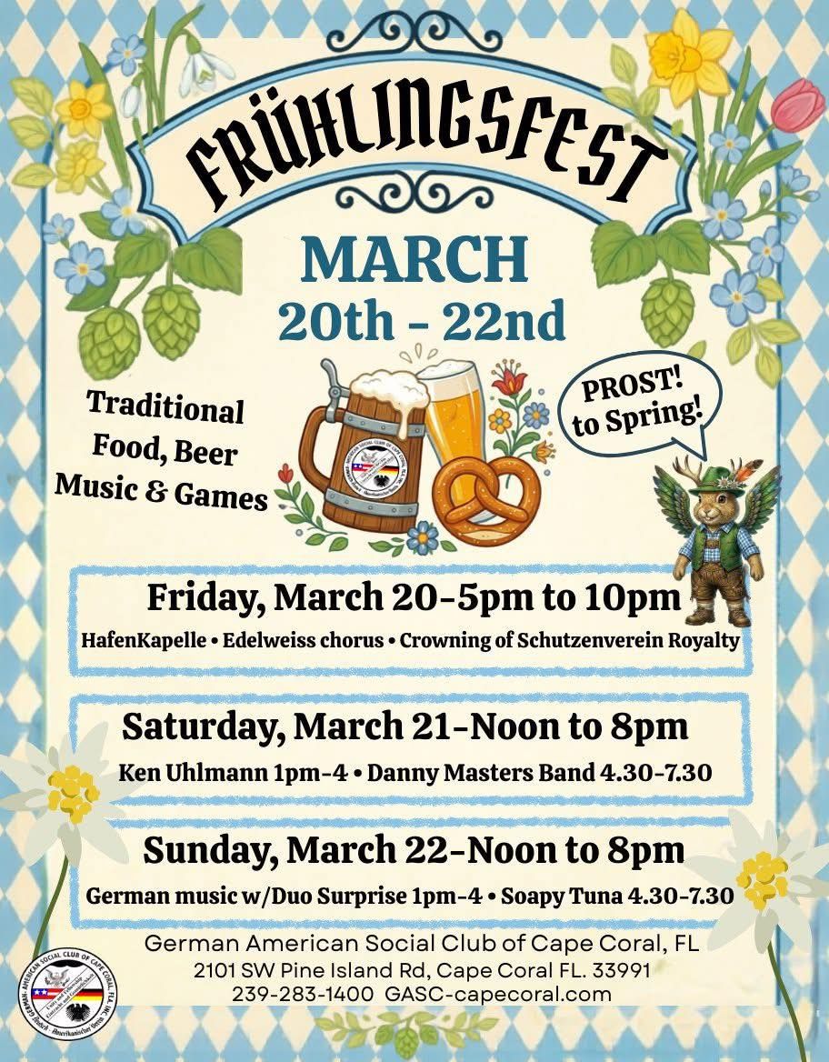 Beer Fest German American Social Club Saturday, March 21st 12pm-5PM