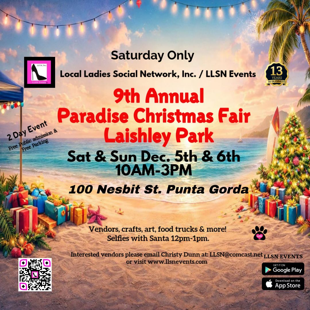 9th Annual Paradise Christmas Fair at Laishley Park, Punta Gorda- Sat, Dec. 5th