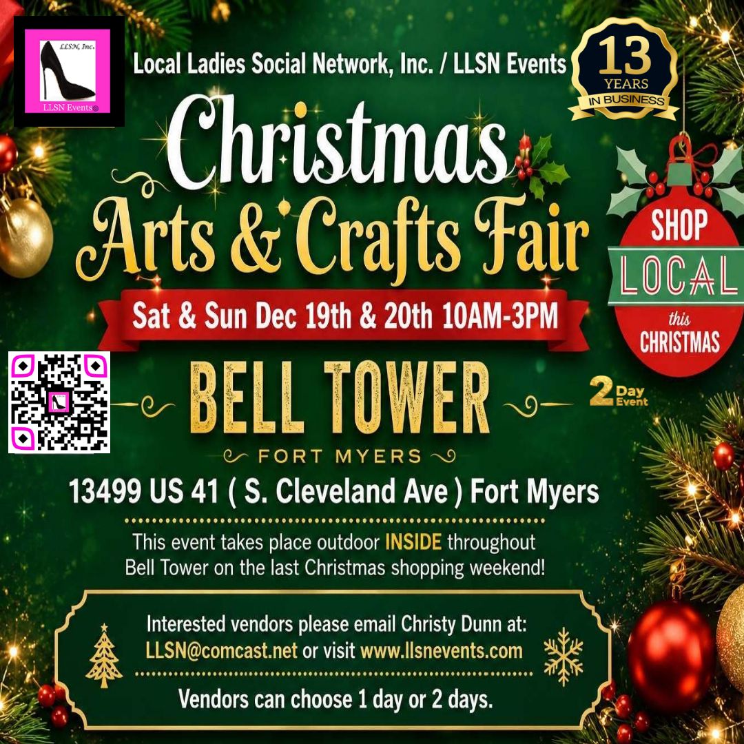 Christmas Arts &amp; Crafts Fair- Outdoor 10X10 SPACE- Saturday, December 19th Bell Tower- Fort Myers- SATURDAY ONLY