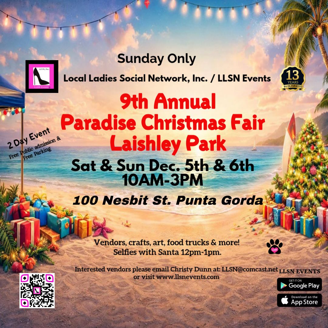 9th Annual Paradise Christmas Fair at Laishley Park, Punta Gorda- Sat Dec. 5th