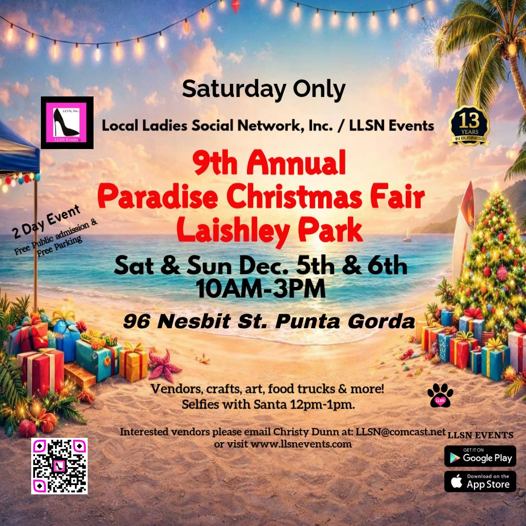 9th Annual Paradise Christmas Fair at Laishley Park, Punta Gorda- Sat Dec. 5th
