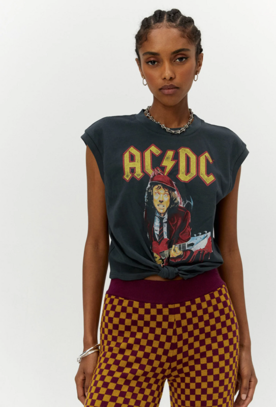Daydreamer Women&#39;s AC/DC Tour &#39;96 Tie Front Tank