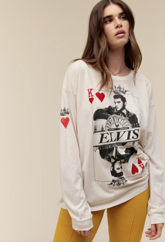 Daydreamer Women&#39;s Long Sleeve Elvis King Of Hearts Merch Tee