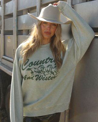 Charlie Southern Country Western Corded Crewneck