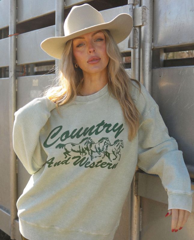 Charlie Southern Country Western Corded Crewneck